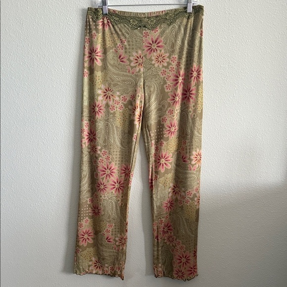 Pants - Y2K Floral Paisley Lace Trim Pants – Size L